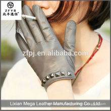 Fashion women leather gloves with studs